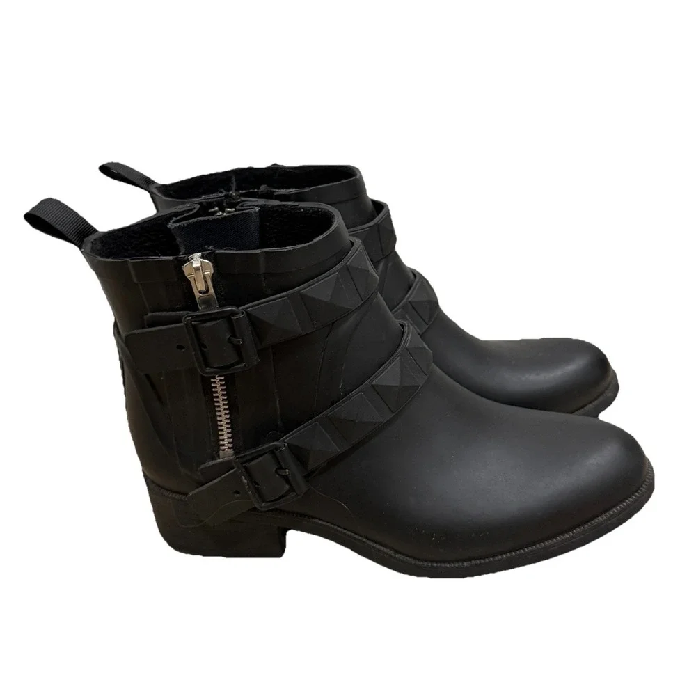 Rebecca Minkoff Women's Black Rubber Ankle Booties‎ Rain Boots Size 6